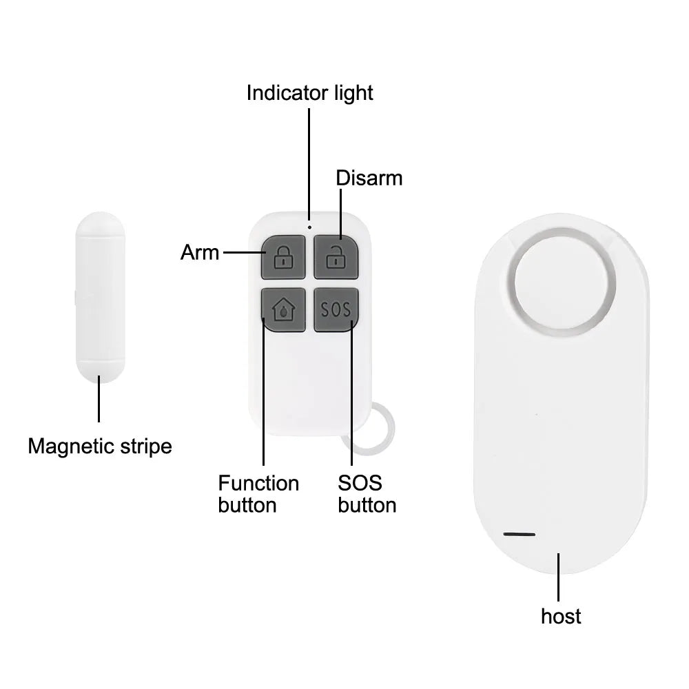 Home Protection Kit Wireless Remote Control Door Window Entry Alarm Host Burglar Security Alarm System Door Sensor Alarm 130DB