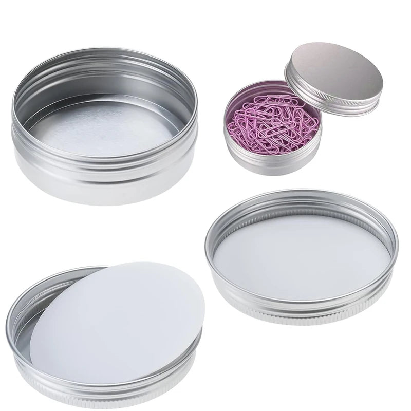 10pcs round aluminum box tin jar 5ml 10ml 15ml 30ml 50ml 80ml 100ml screw lid storage fragrance candle lip balm oil empty jar