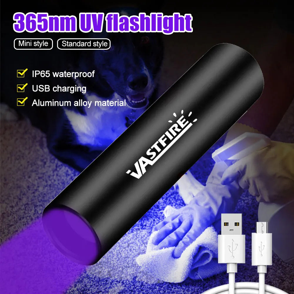 Mini Ultraviolet Handheld Torch 365nm UV Flashlight Purple Torch Jade Money Detector Pet Urine Stains Detector