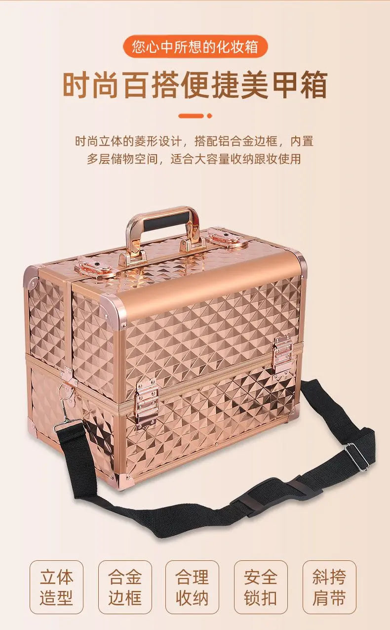 New Beauty Makeup Box Artist Professional Cosmetic Cases Make Up Tattoo Nail Multilayer Toolbox Storage Organizer Suitcase Bag