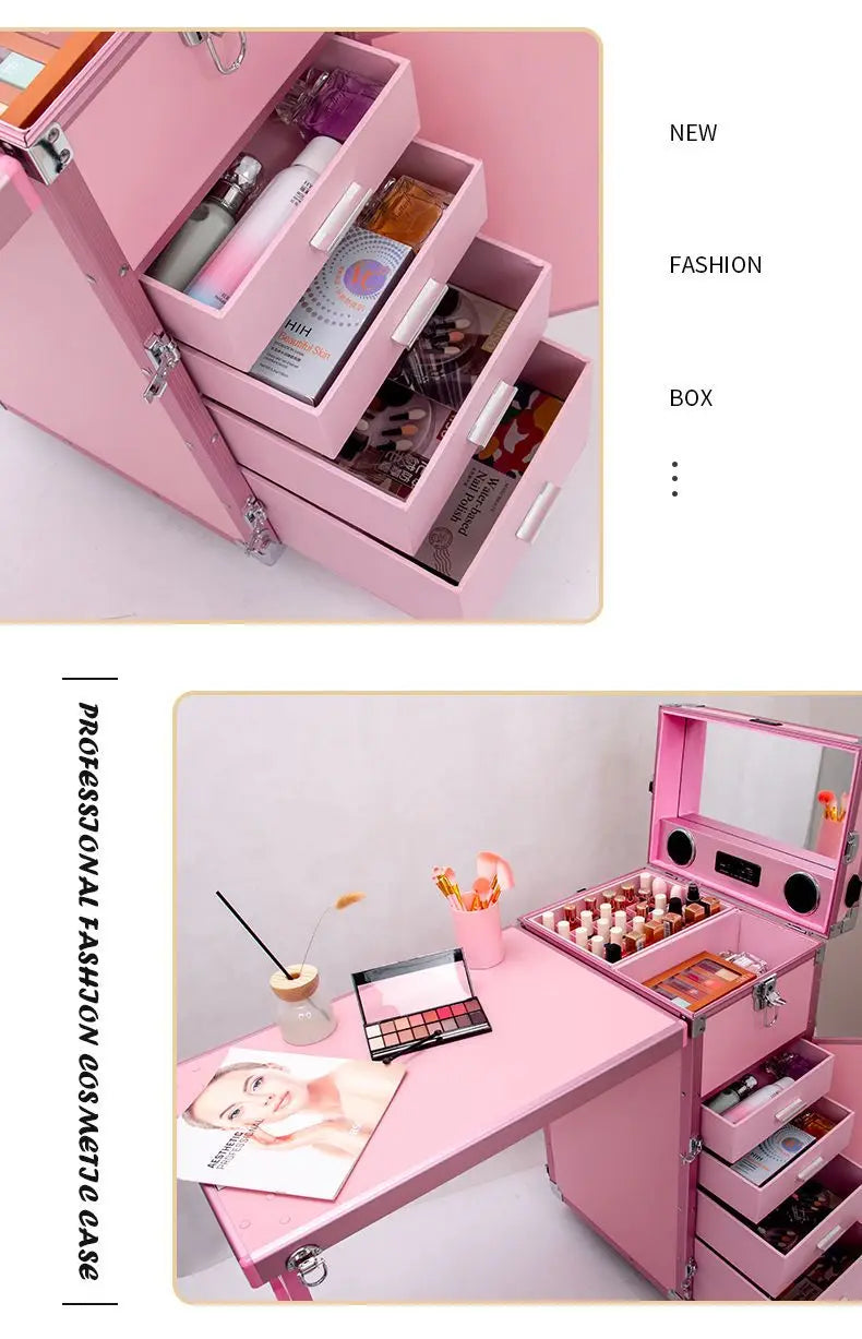 New Beauty Make Up Tattoo Nail Multilayer Toolbox Storage Organizer Suitcase Bag Makeup Box Artist Professional Cosmetic Cases