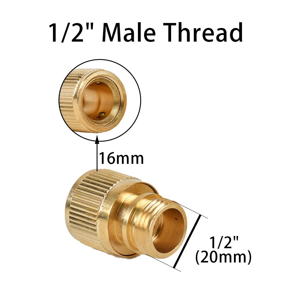 1/2'' 3/4'' 1'' Brass Tap Quick Connecter 16mm 20mm Copper Hose Coupling Adapter Garden Tubing Repair Watering Gun Fittings Tool