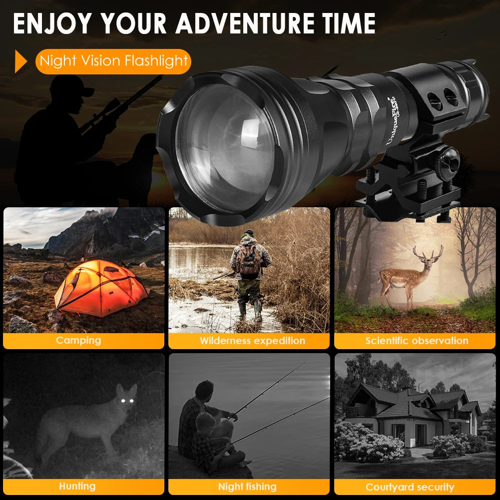 UniqueFire 2001D LED Vcsel 940nm 850nm LED Hunting IR Flashlight Fresnel Lens Zoom Dimmer Swtich USB C Rechargeable 18650 Torch