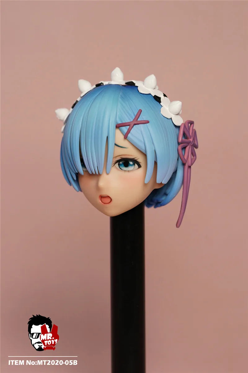 In Stock MR.TOYS MT2020-05 1/6 Anime Girl Rem Ram Maid Delicate Head Sculpture Maid Attire Model Fit 12'' Female Action Figure