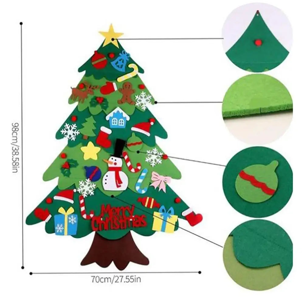 Clearance Sale LED Christmas Tree Wall Hanging DIYS Christmas Felt Tree Set Navidad 2025 Dec Include 21pcs Detachable Ornaments