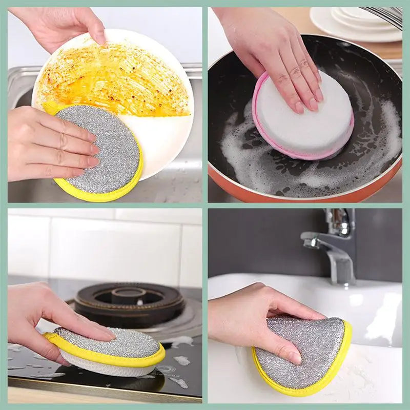 10/5/3PCS Double Side Dishwashing Sponge Dish Washing Brush Pan Pot Dish Wash Sponges Household Cleaning Reusable Kitchen Tools