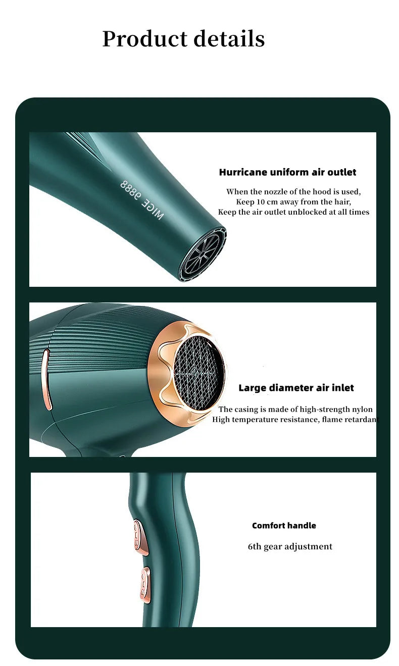 Fashionable High-Speed Hair Dryer  High-Power Quick Drying Hair Care Silent Home Hair Salon Tools Buy 1 Get 6 Free