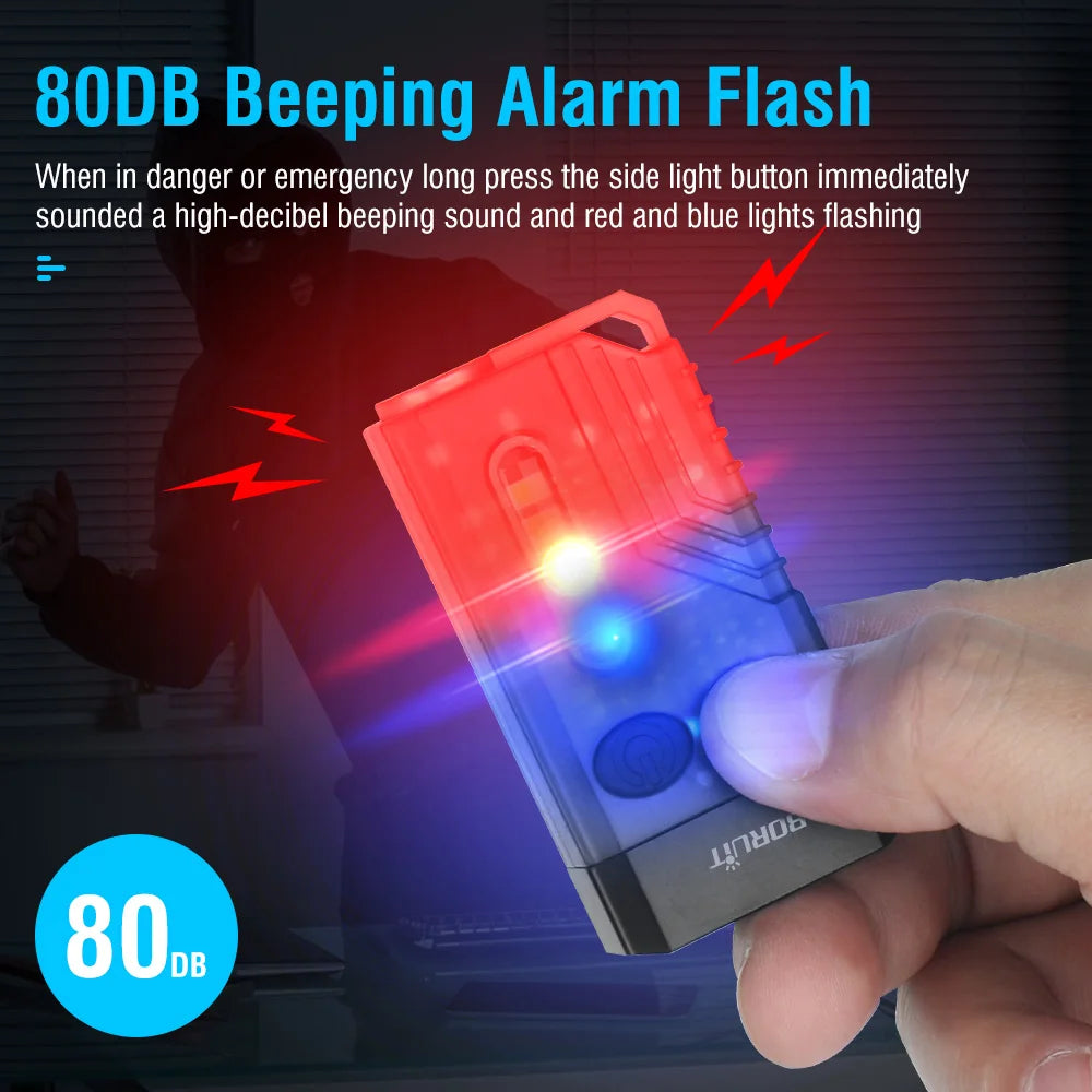 BORUiT V10 EDC Keychain Flashlight Type-C Rechargeable Lamp Camping Fishing Torch With Magnet UV Light