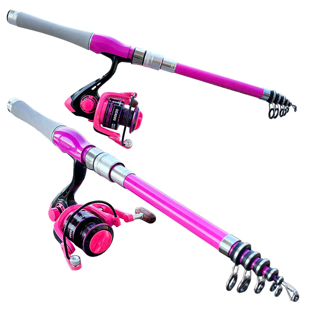 Fishing Rod Kit 1.5M-2.4M Telescopic Lure Baitcasting Rods and Reel Combo Spinning/Casting Reels Travel Fishing Gear Beginner