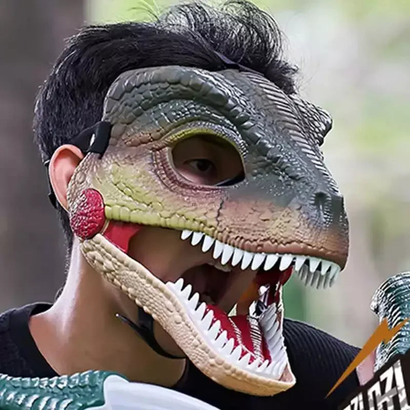 Jurassic World Toy Hard Plastic Dinosaur Mask with Opening Jaws & Sound Effect Velociraptor Mask DIY Dino Toys for Kids Gift