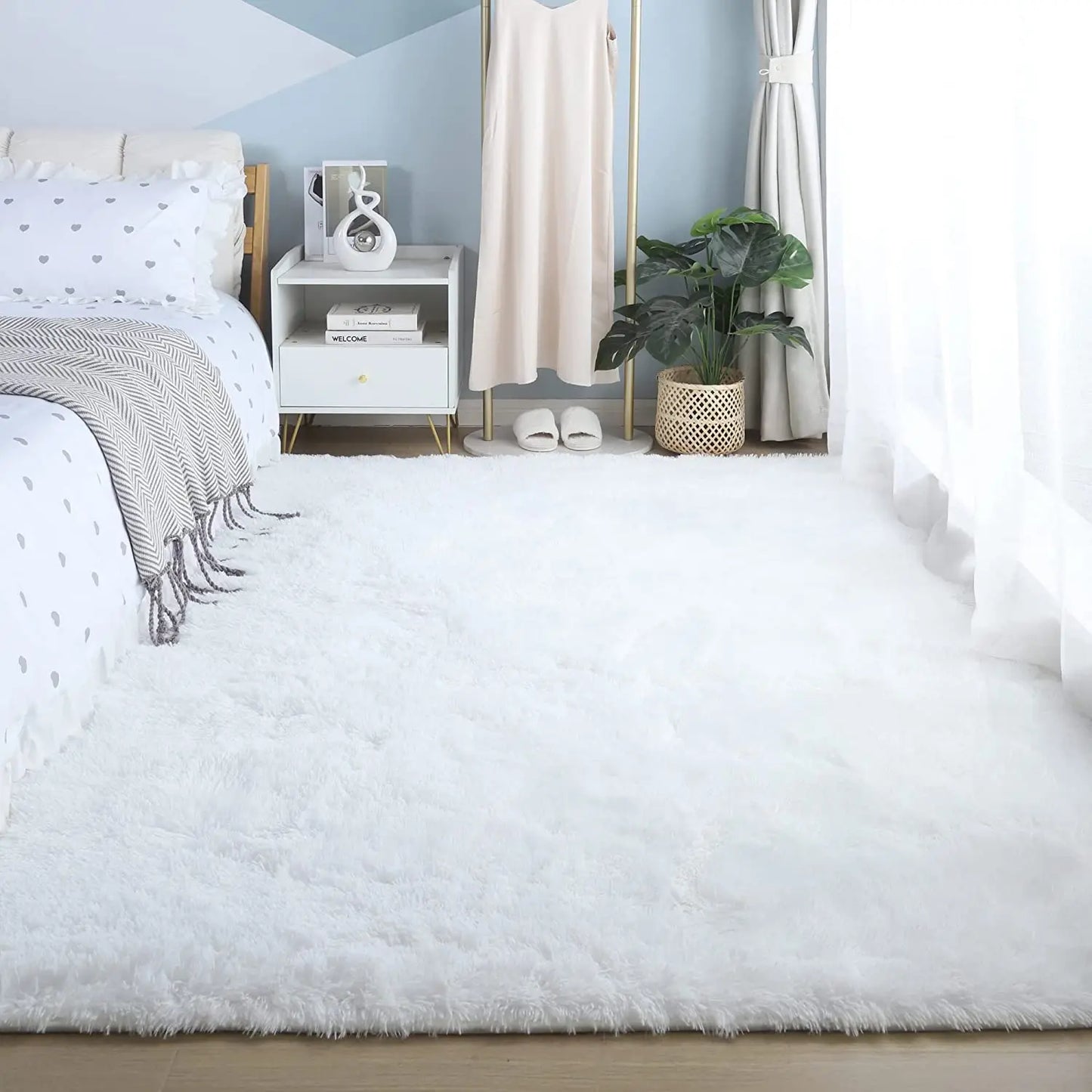 Soft Area Rugs For Bedroom Fluffy, Non-slip Tie-Dyed Fuzzy Shag Plush Soft Shaggy Bedside Rug, Tie-Dyed Living Room Carpet