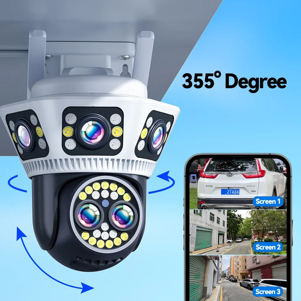 New 8K WiFi Camera Outdoor 10X Zoom Three Screen PTZ Video Surveillance Yoosee Street Dome 16MP Security-Protection CCTV Cameras