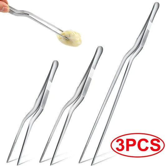 3/1Pcs Kitchen Tweezer Utensil BBQ Tweezer Food Clip Kitchen Bar Chief Tong Stainless Steel Portable for Picnic Barbecue Cooking