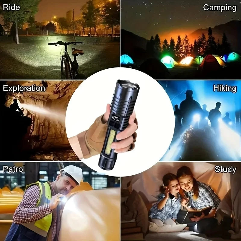 Xiaomi MIJIA High Power LED Flashlight Rechargeable Flashlight With Side Light Super Bright Long Shot For Outdoor Camping Hiking