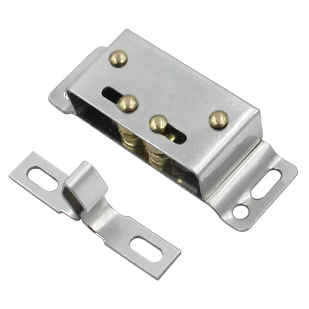 High Quality Door Close Latch Double Roller Catch Magnetic Silver Simple To Install Keep Light Doors Securely Shut