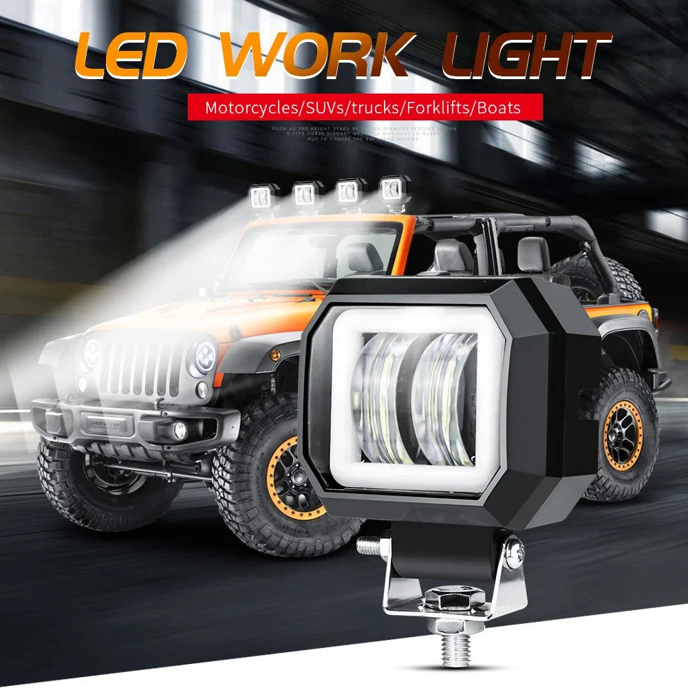 20W Car Motorcycle Working Light 12VLED Strip Waterproof IP67 Truck Driving Off Road Vehicle Angel Eye Fog Spotlight Accessorie