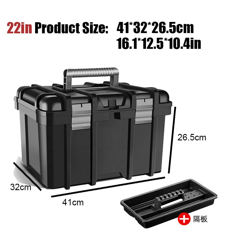 Portable Empty Tool Box Double Layers Toolbox Organizer Portable Car Repair Storage Case Electrician Drill Plastic Hard Case