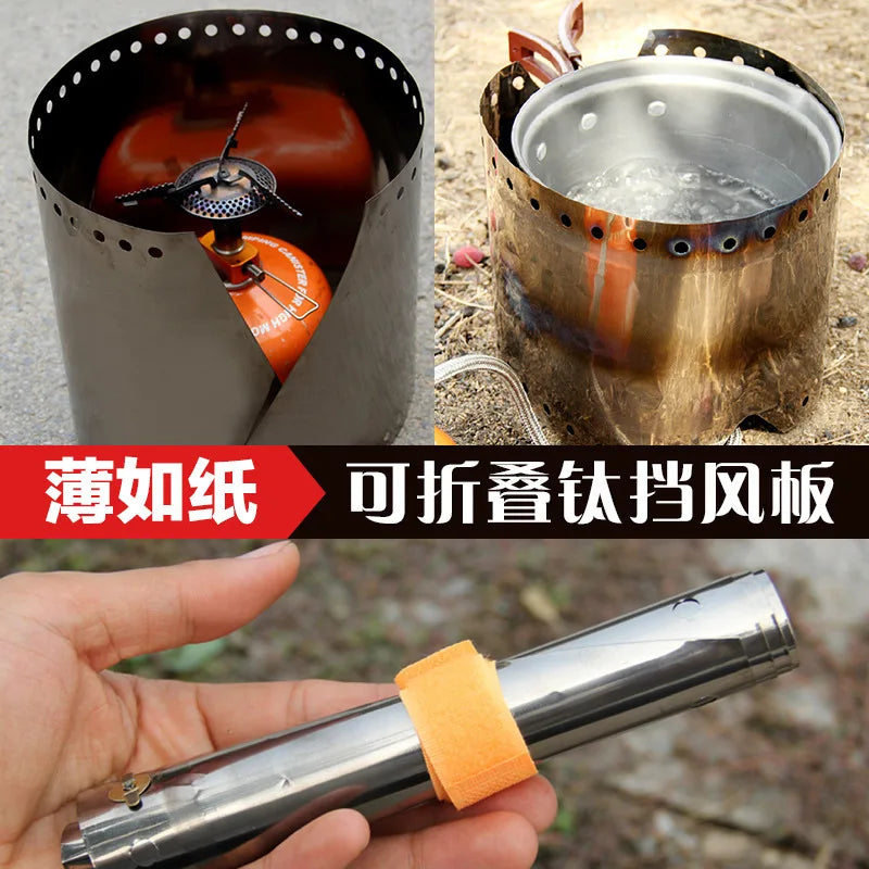 Mini Windshied Titanium Outdoor Camp Stove Wind Shield 15cm High Windproof Board Foldable Camp Titanium Windshield