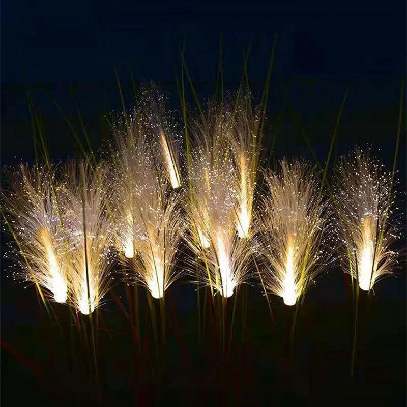 Solar Bulrush Optical Fiber Light Outdoor Waterproof Solar Powered Garden Lawn Lamp Ground Pathway Flower Landscape Lights