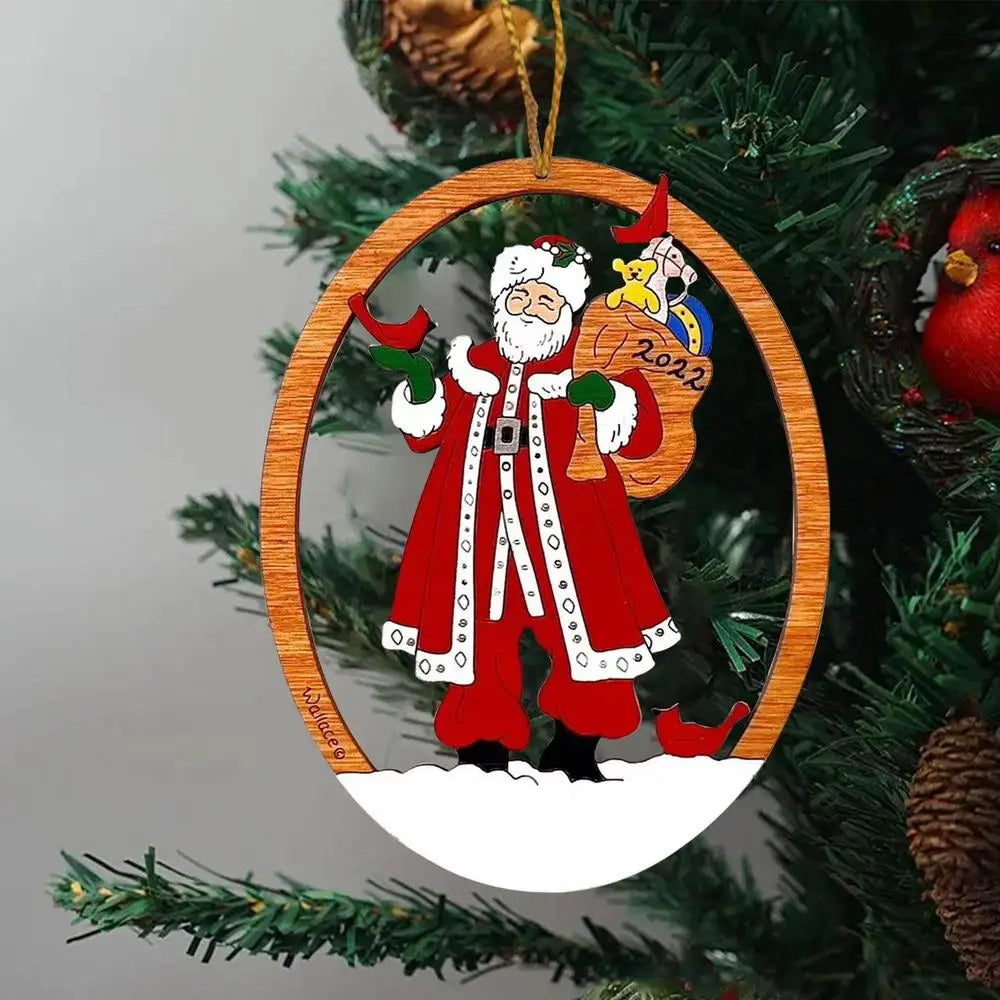 Santa Claus Christmas Tree Decorations | Wooden Ornaments Santa Claus Decorative Pendants | Christmas Party Supplies Hanging Dec