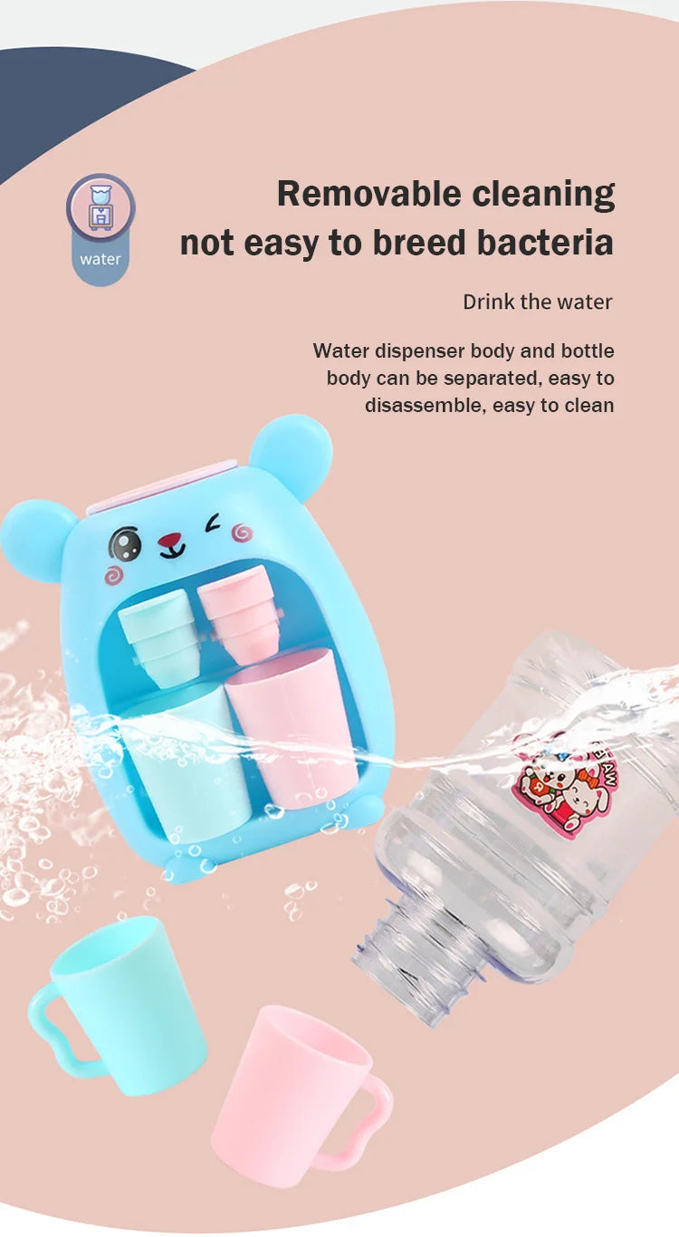 Mini Children Water Dispenser Toy Cute Cartoon Water Juice Milk Drinking Fountain Pretend Play Kitchen Toys for Boys Girls Gift