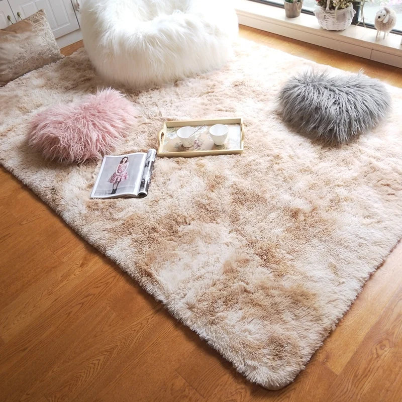 Soft Area Rugs For Bedroom Fluffy, Non-slip Tie-Dyed Fuzzy Shag Plush Soft Shaggy Bedside Rug, Tie-Dyed Living Room Carpet