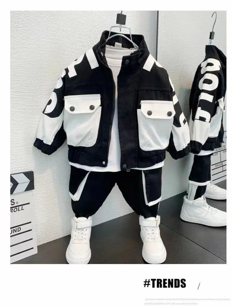 Boys Clothing Set Jacket Suit Spring and Autumn Clothing Children's Sportswear Set Boys' Baby Coat Pants Two-piece Set 2024 New