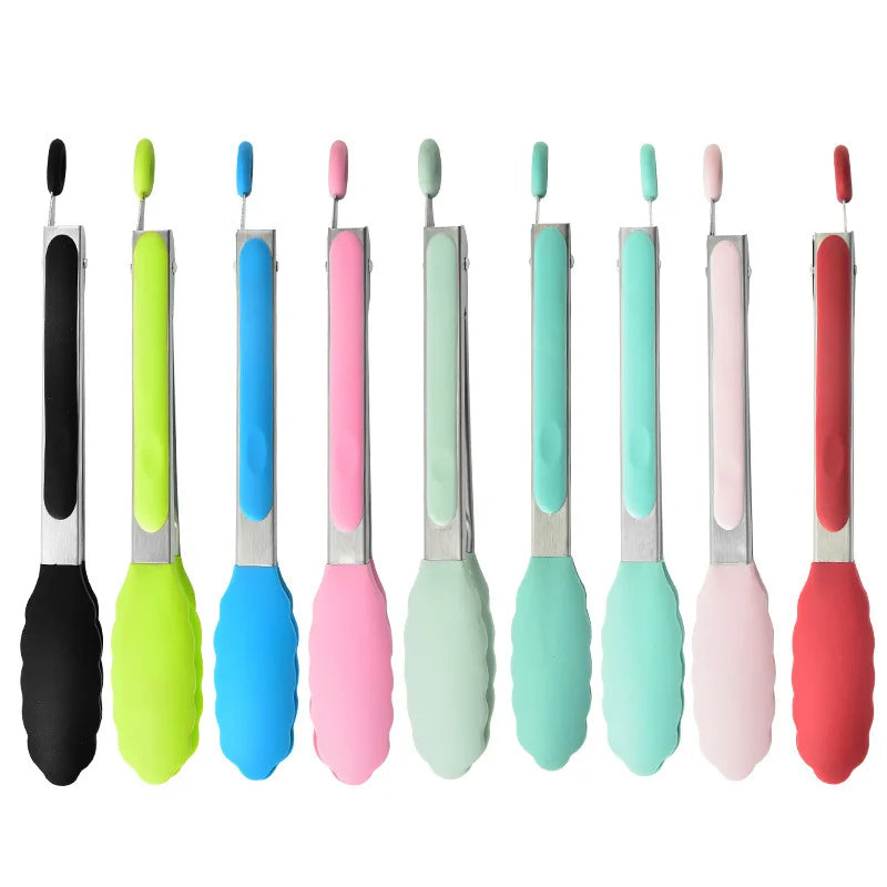 Silicone Clips Bread Barbecue Tools Tongs Steak Clip Food Clips BBQ Cooking Baking Salad Kitchen Accessories 9 inches