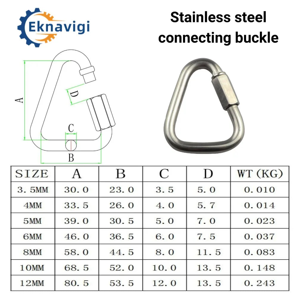 Stainless Steel 304 Triangle Arc Connection Buckle Meilong Lock Meilong Lock Mountaineering Safety Lock Fast Padlock Buckle