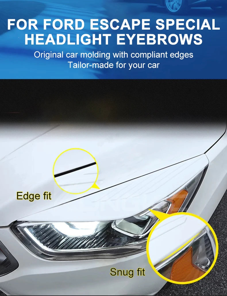 Headlight Eyebrow Car Eyelids Sticker Cover Decal Trim ABS Styling Sticker for Ford Escape Kuga 2017 2018 2019 Accessories