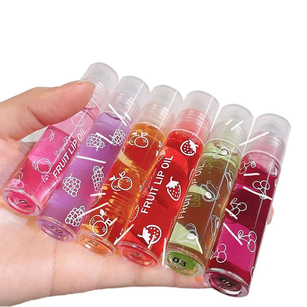 1pc Transparent Hydrating Lip Gloss Fruit Roll-on Balm Lip Makeup Primer Moisturizing Clear Lip Oil Long Lasting Cosmetics