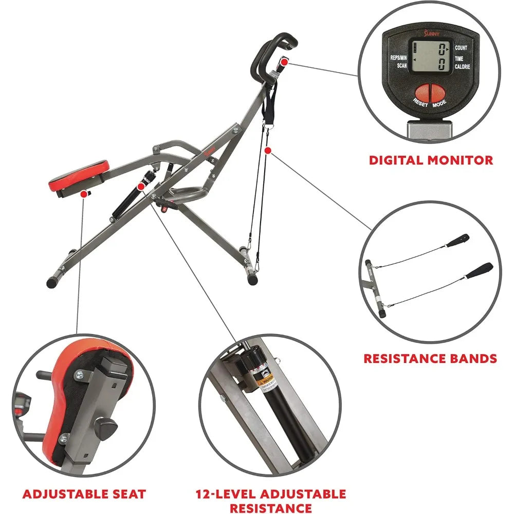 Row-N-Ride PRO, Full Body Combo Fitness Machine w/Resistance Bands, Easy Setup & Foldable for Rower