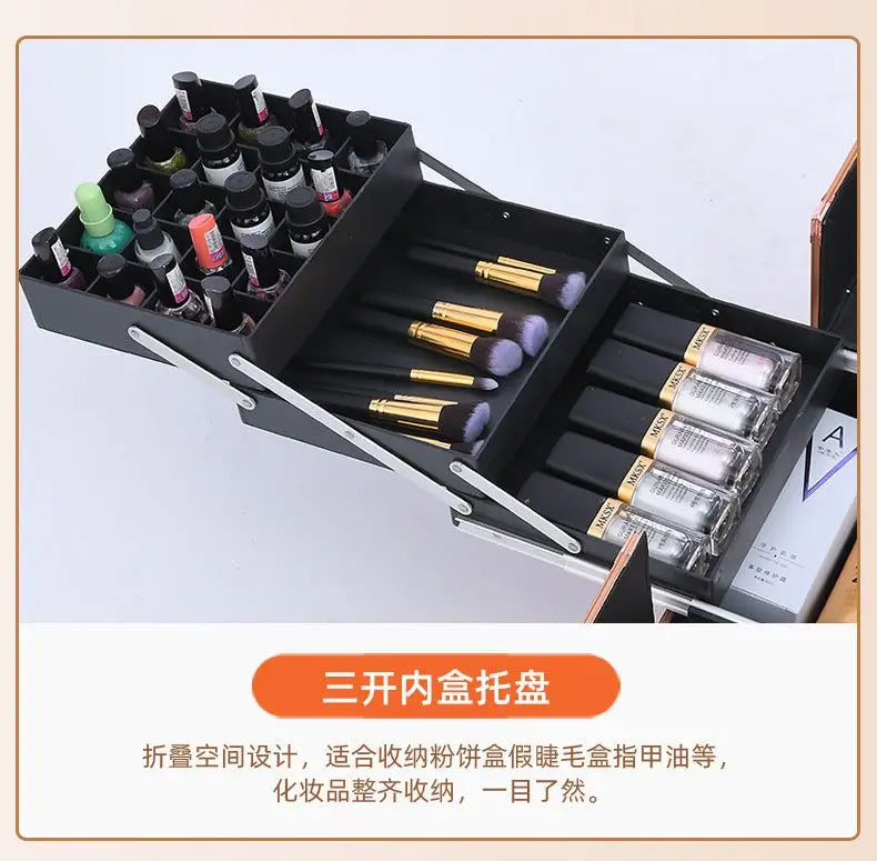 New Beauty Makeup Box Artist Professional Cosmetic Cases Make Up Tattoo Nail Multilayer Toolbox Storage Organizer Suitcase Bag