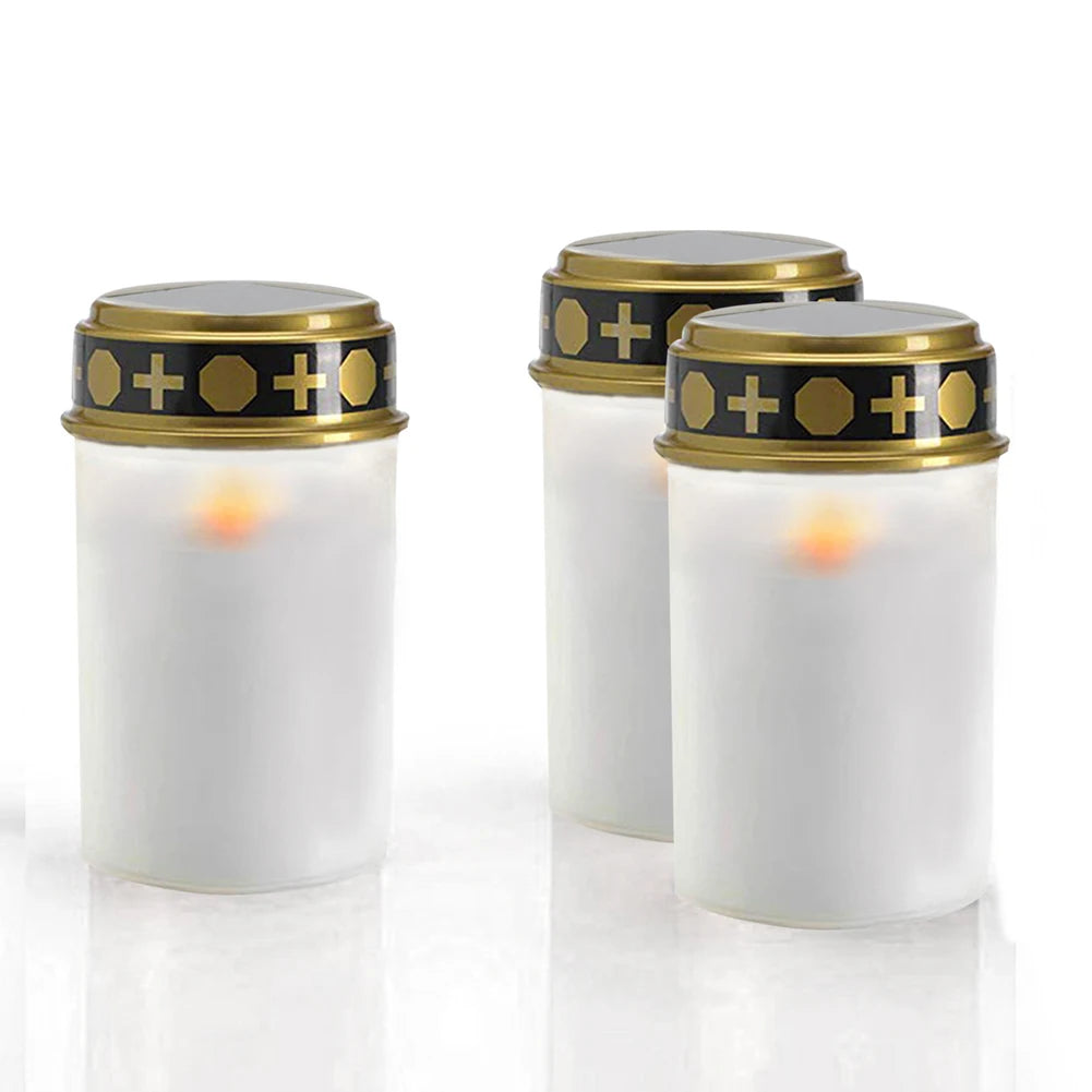 Grave Candle For Cemetery Waterproof Solar Electronic LED Candle Light Flameless Tea Light Outdoor Solar Lawn Lamps