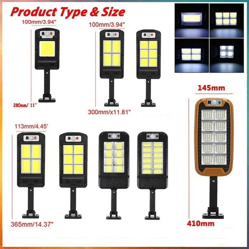 Solar Street Lights Outdoor, Solar Lamp With 3 Light Mode Remote Control Waterproof Motion Sensor Lighting for Garden Patio Path