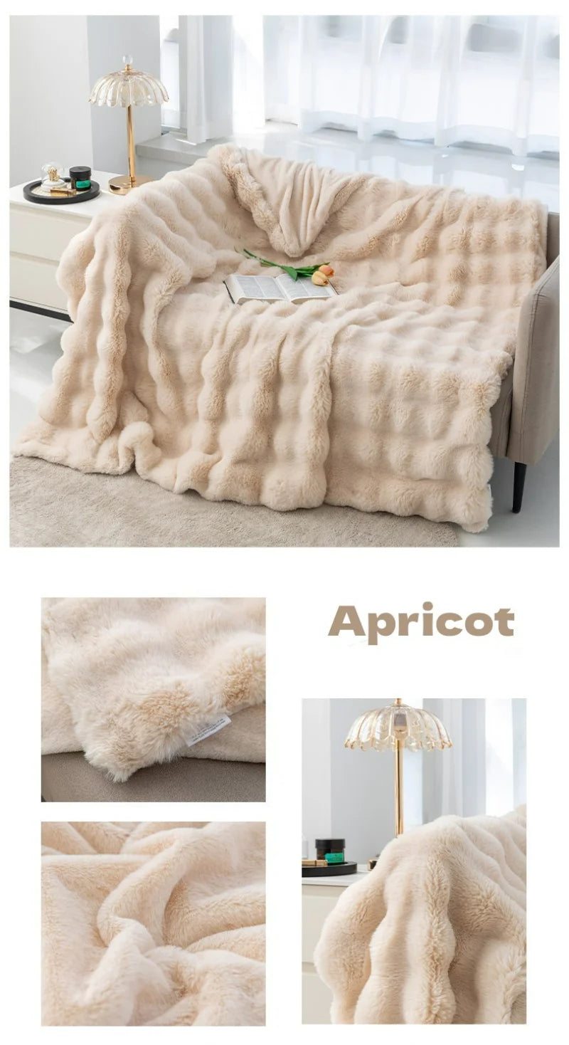 Winter Luxury Imitation Fur Plush Blanket Warm Super Soft Blankets Bed Sofa Cover Fluffy Throw Blanket Bedroom Couch Pillowcase