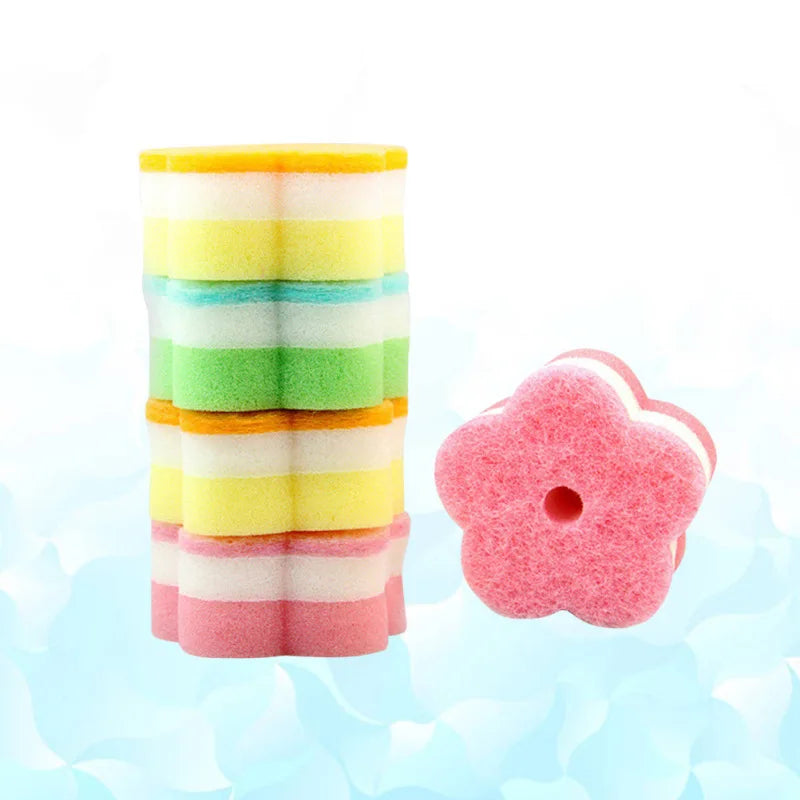 10 Pcs Nanometer Cleaning Dishcloth Sponge Scouring Pad Pot Scrubber Dish Brush for Kitchen (Five Finger Flower, In Bulk)