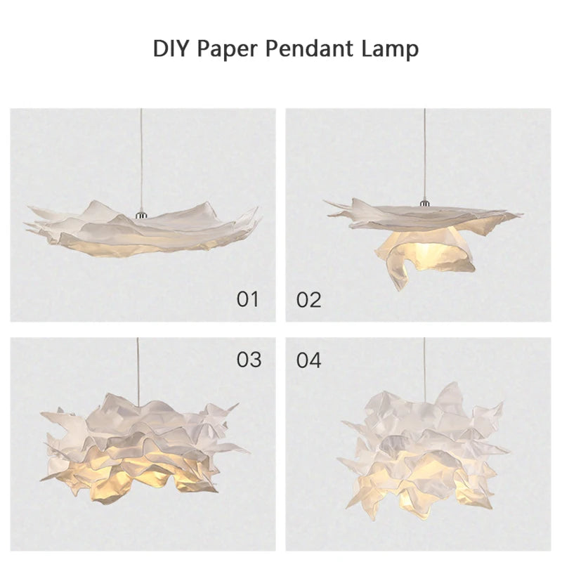 Handmade DIY Pendant Lamps for Restaurant Cloth Shop Lighting White Paper Hanging Light for Ceiling Luminaire E27