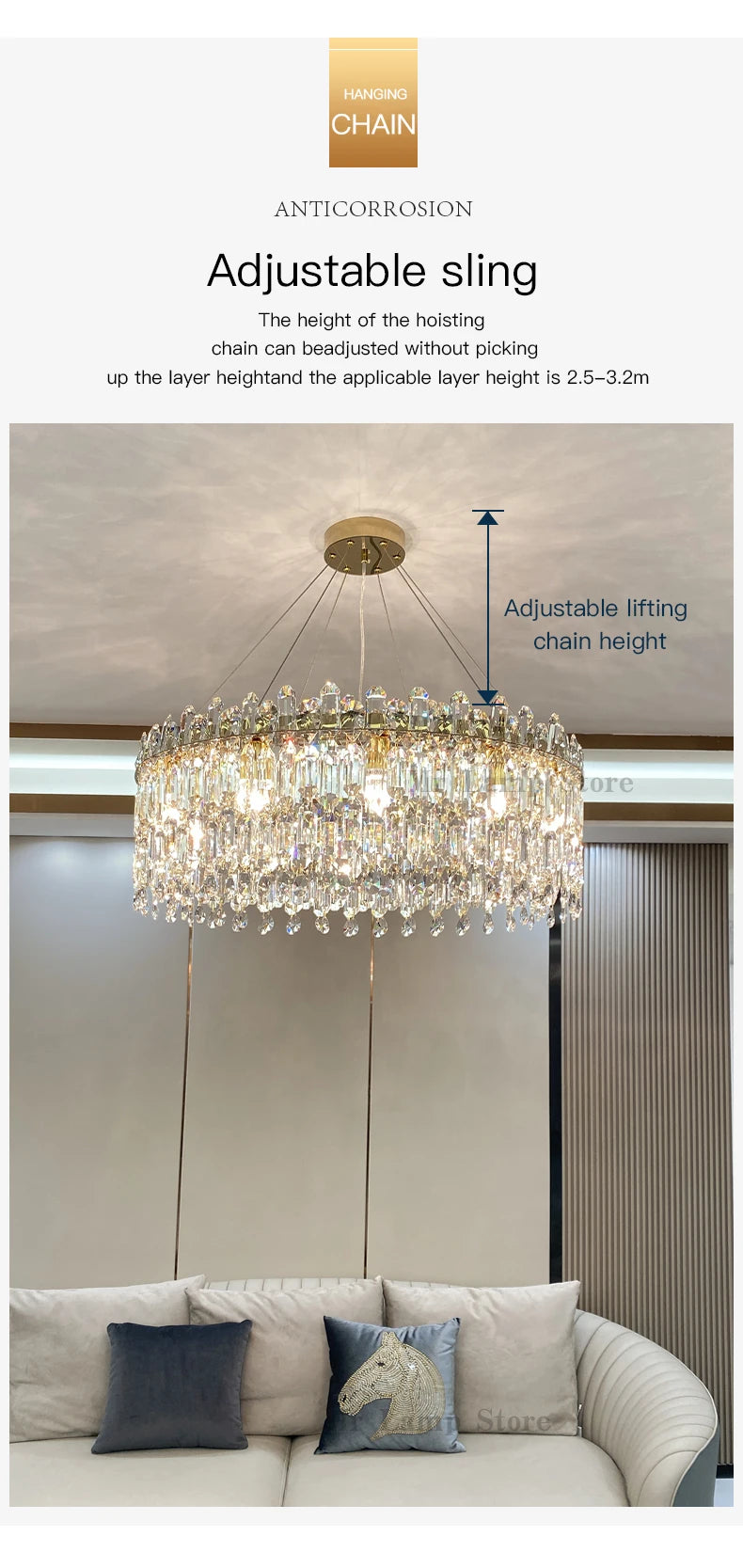 Light Luxury Crystal Pendant Gorgeous Chandelier Living Room Kitchen Light Creative Simple Luxury Atmospheric Led Decorative