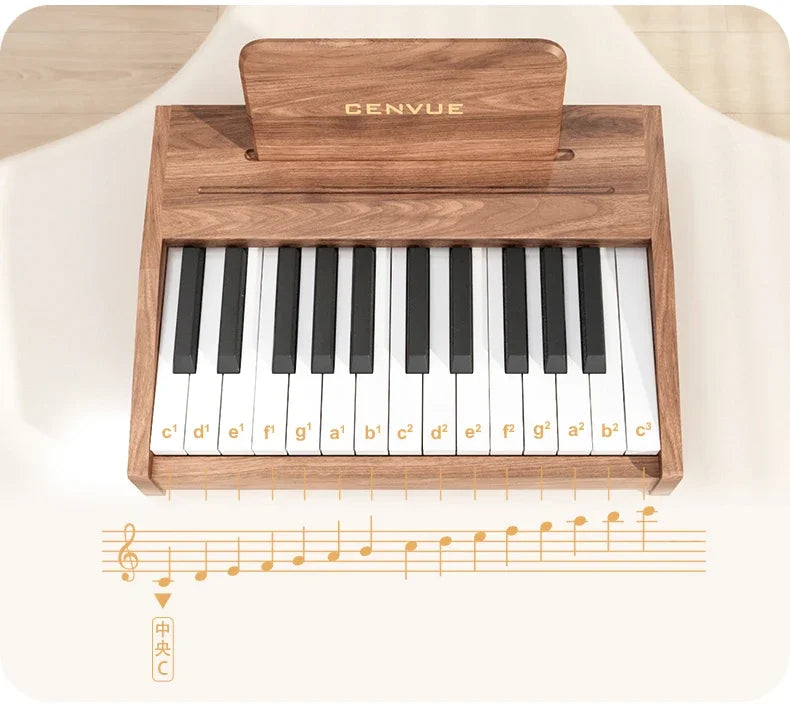 Wooden Children Little Piano Pattern Electronic Keyboard Beginner Baby Infant Boy Girl Baby Toy Gift