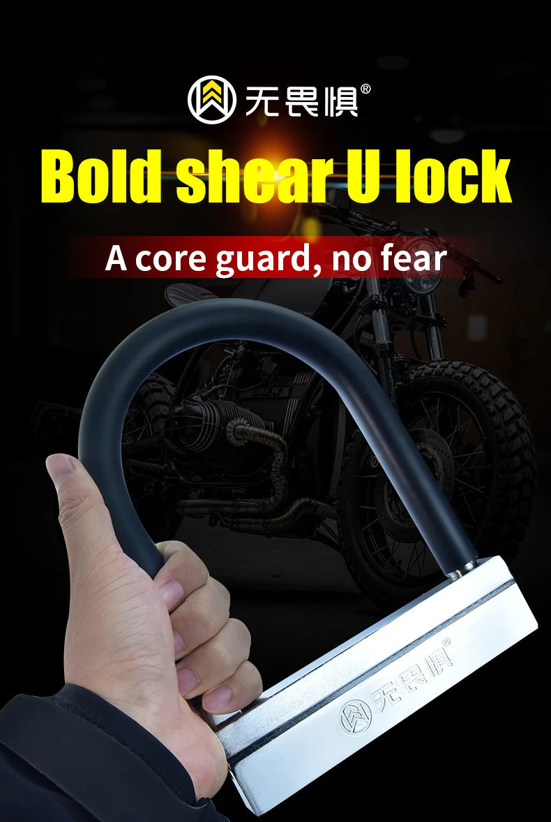 Bike U Lock Heavy Duty Anti-Theft Security U Cable Bicycle Lock with Flex Bike Cable for Scooter Electric Road Bike