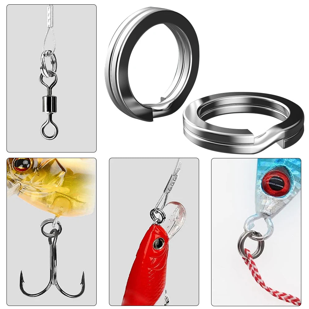 Fishing Split Connection Rings Corrosion-resistant 420 Stainless Steel Double Snap Ring with Pliers Fishing Gear Accessories