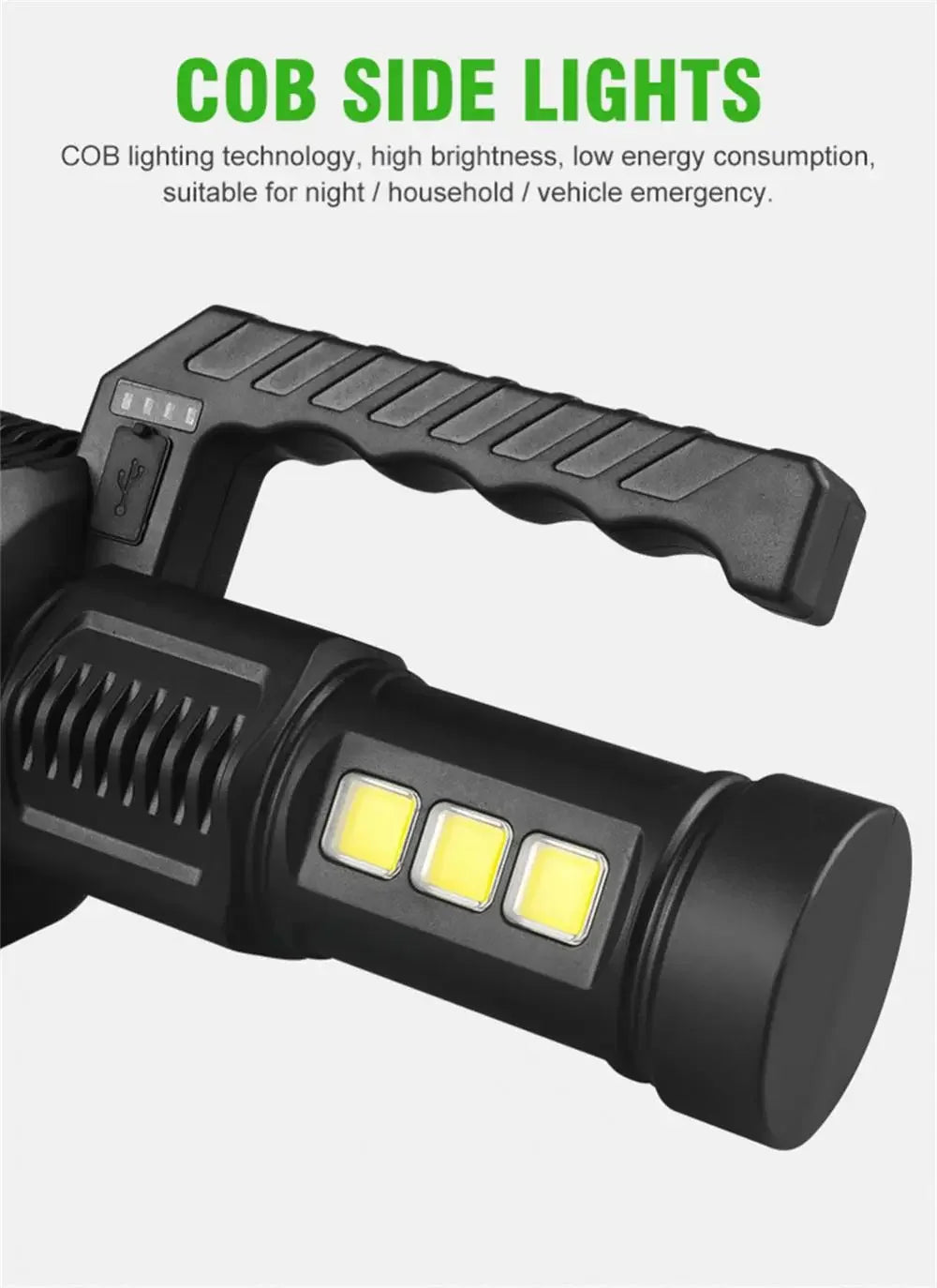 Most Powerful LED Flashlight USB Rechargeable Flashlights Outdoor Waterproof Torch Super Bright Emergency Lights