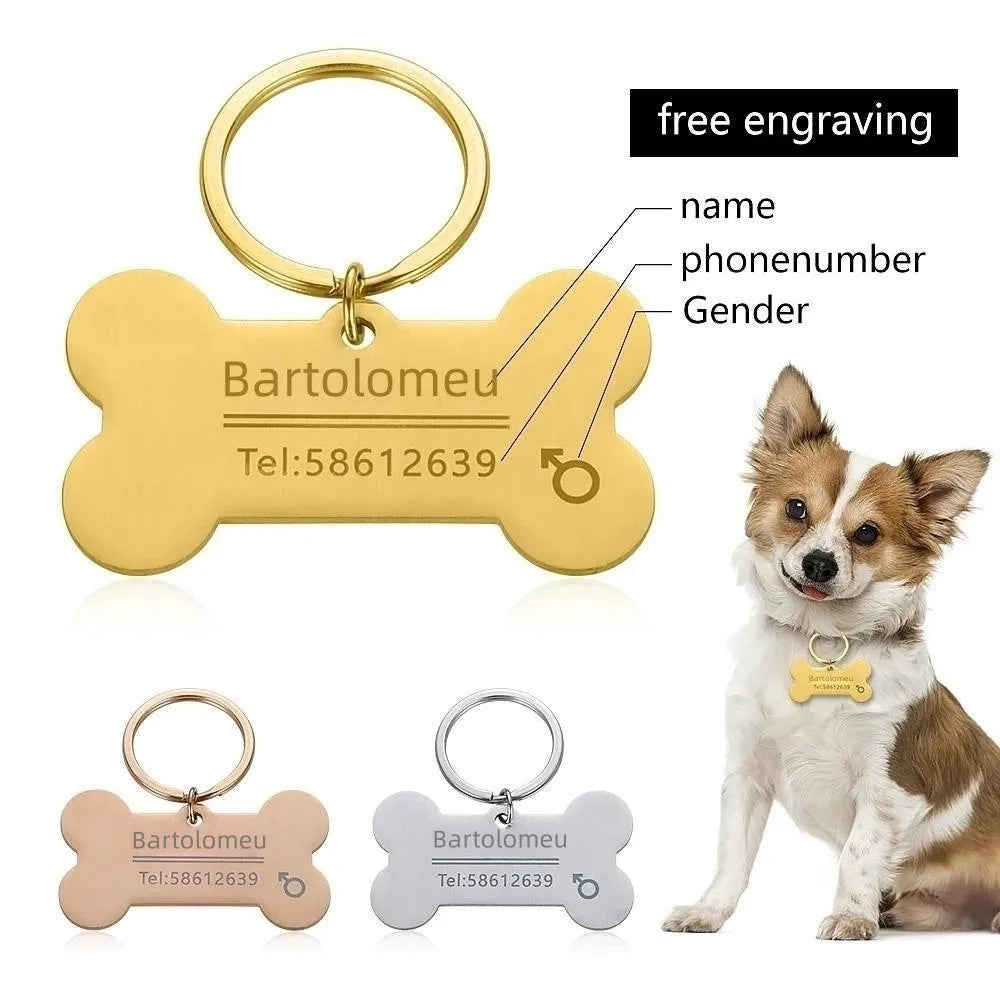 Personalized Engraved Cat Dog Pet ID Tag Dogs Anti-lost Collar Charm Engraving Pet Name Collar for Puppy Cats Collar Accessories