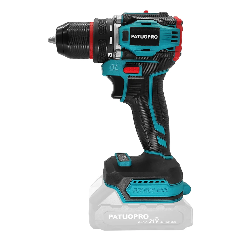 PATUOPRO 21V Wireless Brushless Electric Drill 50-80Nm Torque Power Tools Handheld Drill For Makita 18V Battery(No Battery)