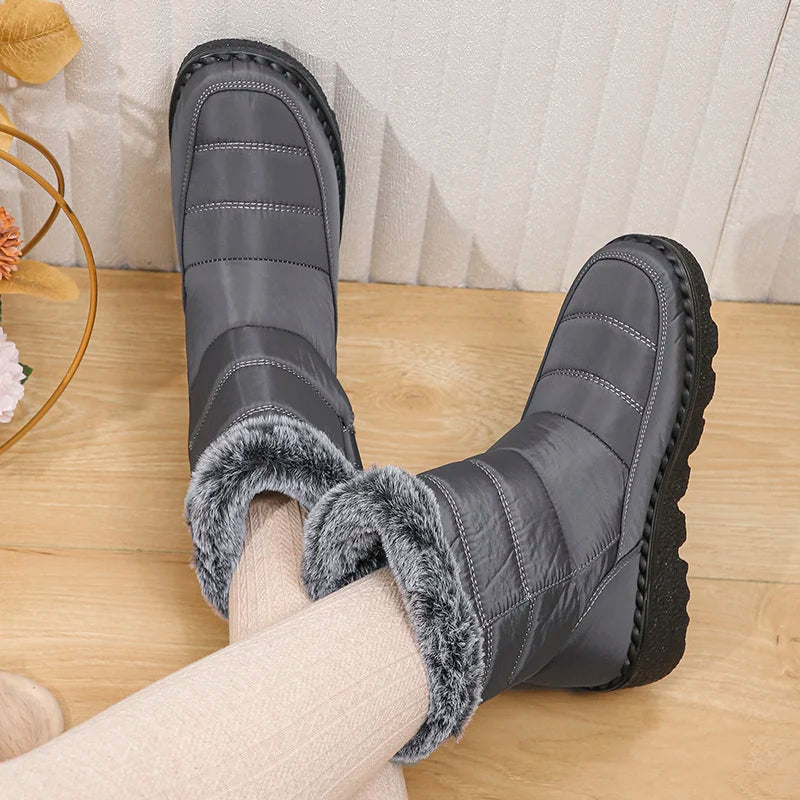 2024 Waterproof Snow Boots for Women Winter Shoes Faux Fur Plush Ankle Boots Woman Plus Size Non-Slip Warm Cotton Botas Mujer