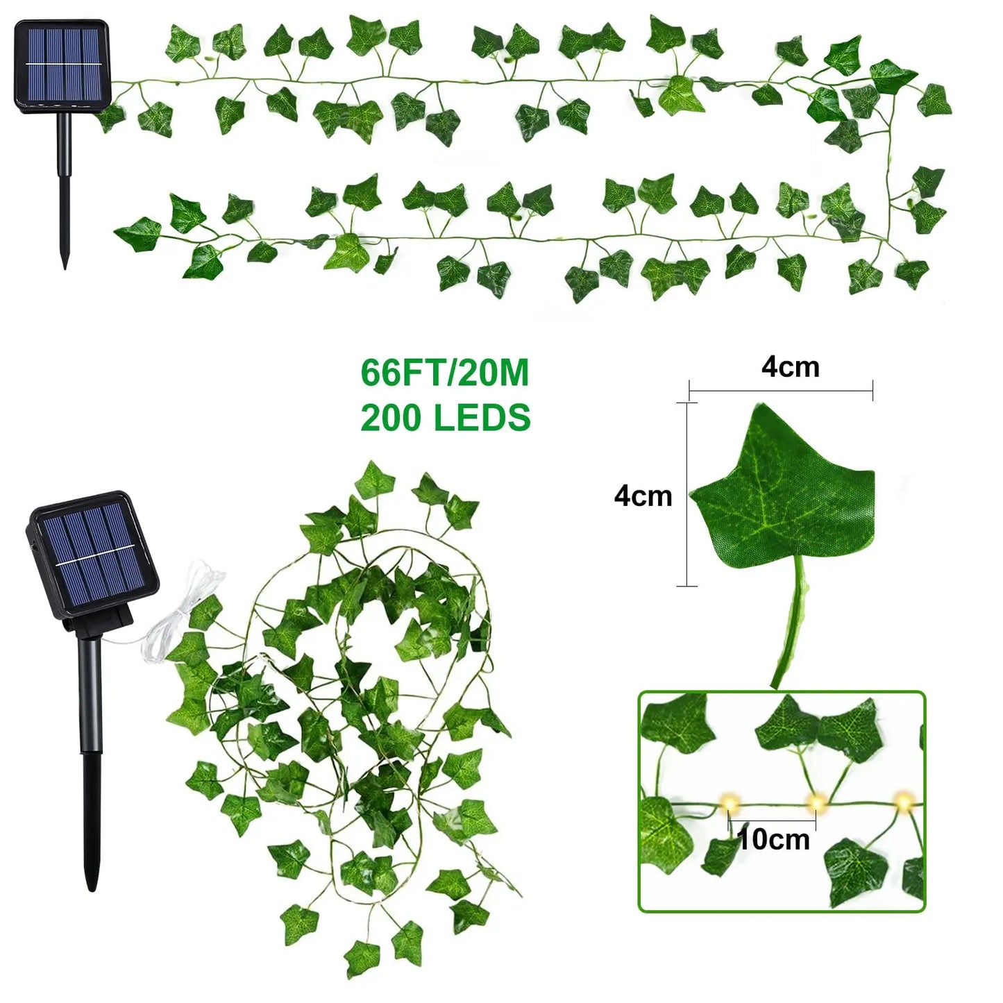 Solar Fairy Lights Outdoor Waterproof Solar Vine String Lights with Artificial Ivy Leaf Garland for Garden Balcony Wedding Decor