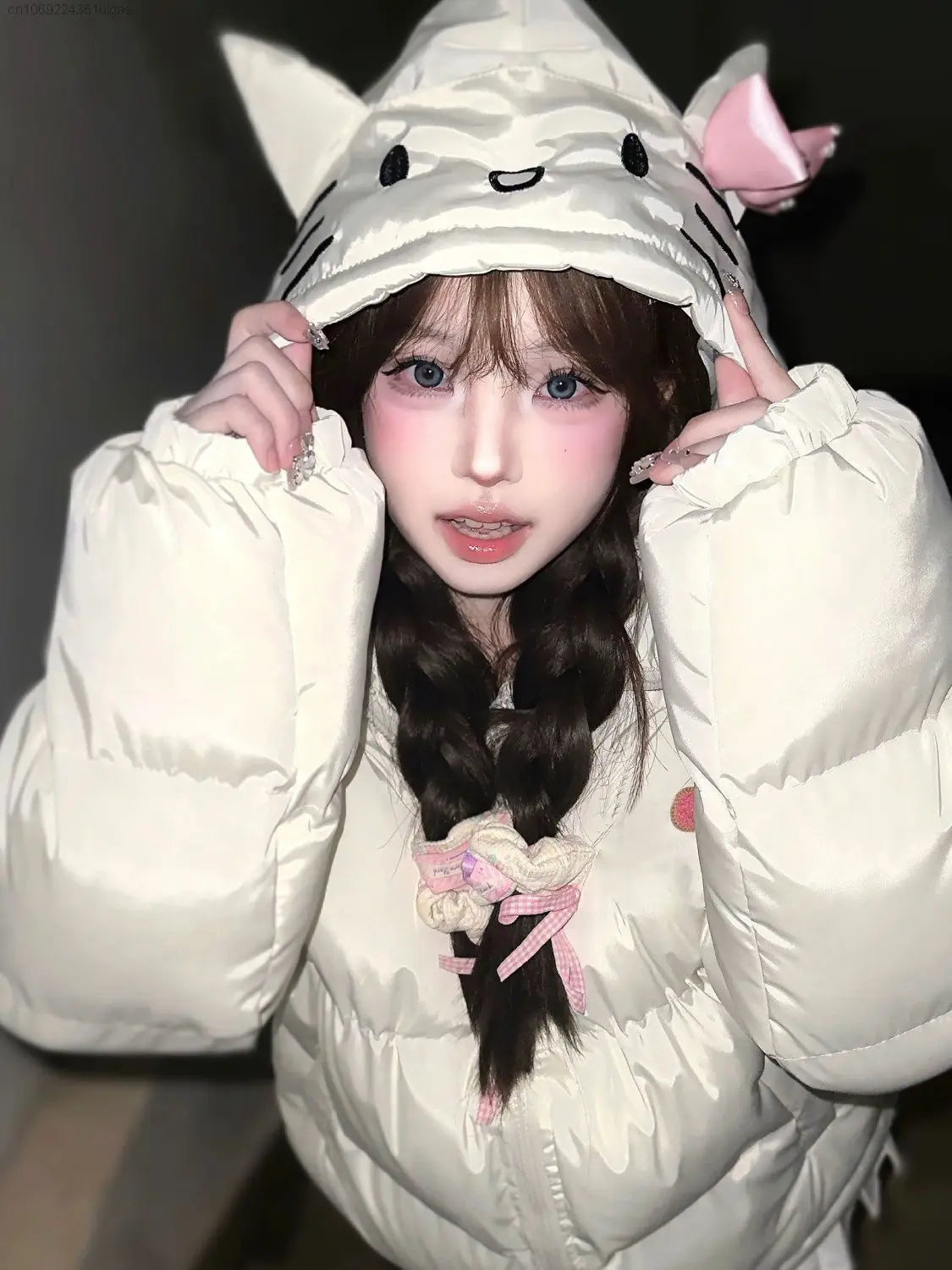 Sanrio Hello Kitty New Harajuku Tops Hooded Y2k College Style Cotton Coat Autumn Winter Fashion Clothes Women Cute Padded Jacket