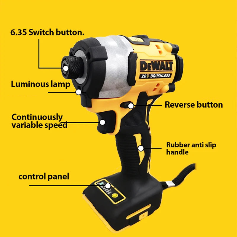 DEWALT DCF850 퀵 배송 20V Impact Driver 205NM Brushless Motor Cordless Rechargable Screwdriver Electric Impact Drill Power Tools