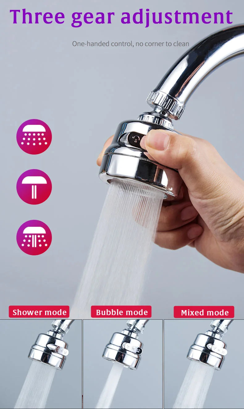 Universal 3Mode Kitchen Faucet Adapter Aerator Shower Head Pressure Home Water Saving Bubbler Splash Filter Tap Nozzle Connector